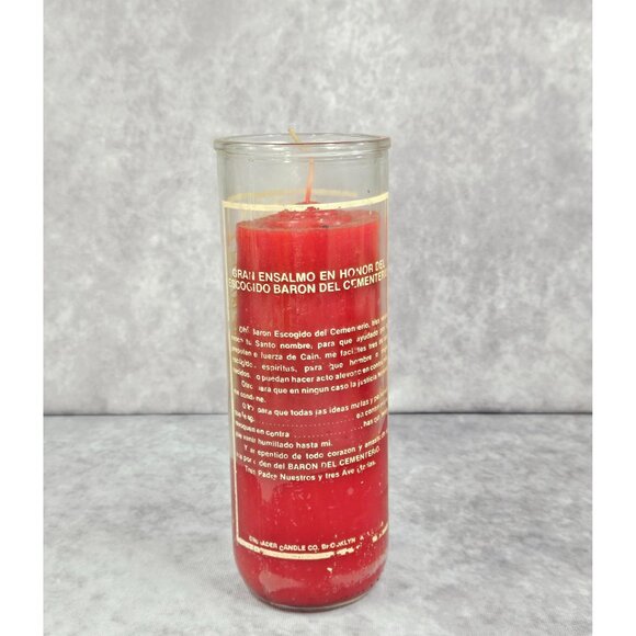 Baron Del Cementerio Red Glass Candle Botanica Shamanic 8.5" - Picture 9 of 10